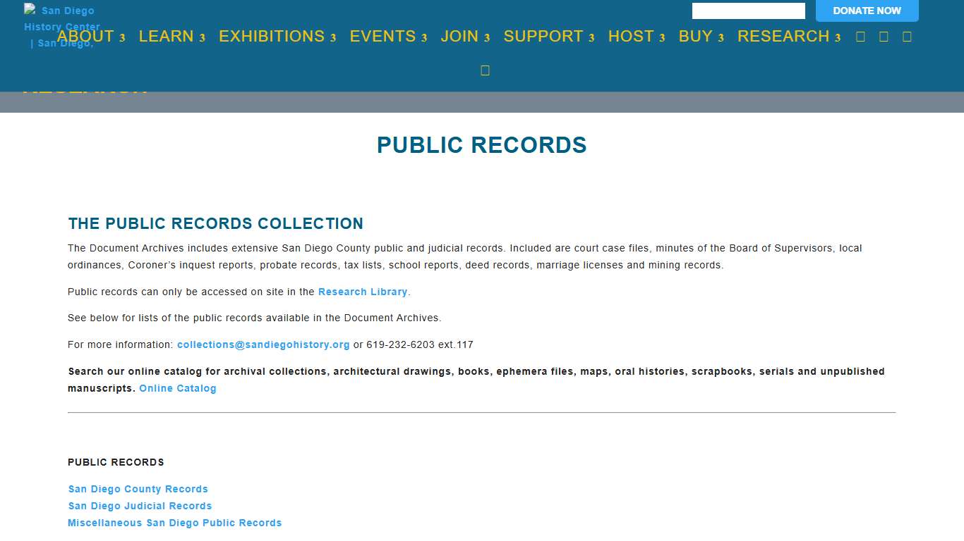 Public Records - San Diego History Center San Diego, CA Our City, Our Story